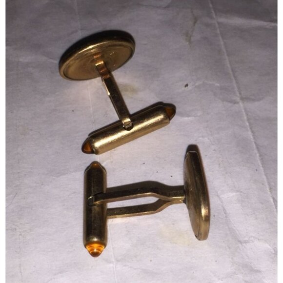 Vintage Men's Gold Tone/Bronze Oval Shaped Cuff Links - Picture 5 of 7